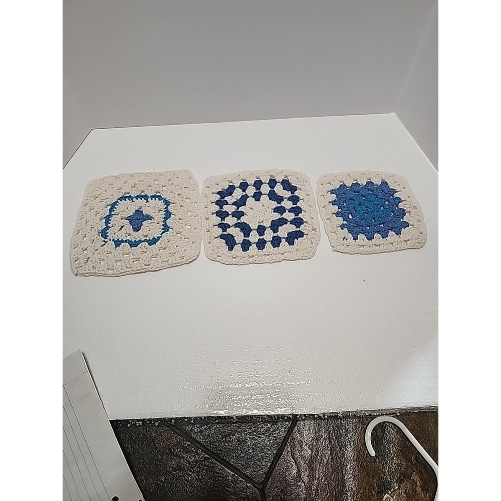 Homemade Granny Square Dish Clothes Set Of 3 Made‎ In The USA
